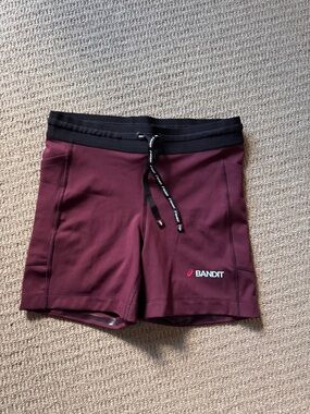 Bandit Women's Maroon Athletic Bike Shorts with Black Waistband